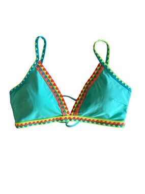 Popvil Aqua Triangle Swim Top with Neon Trim Size M